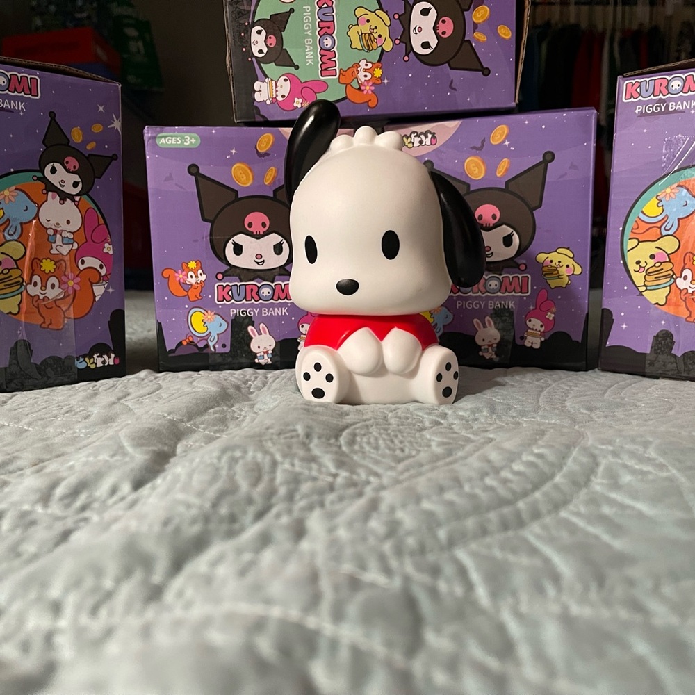 NWOT Pochaco piggy Bank Cute Black and White